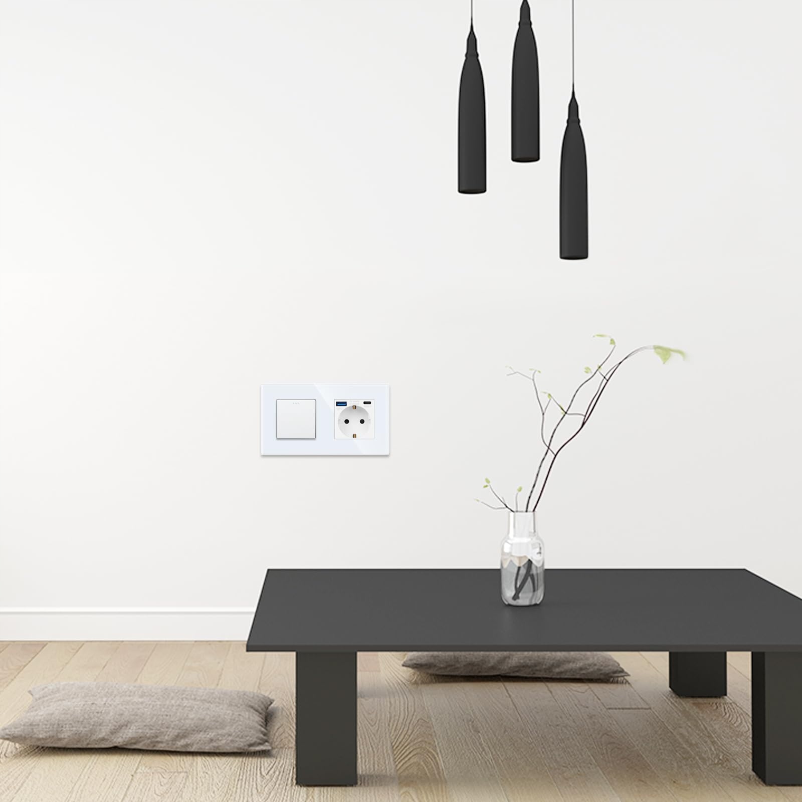 JIMEIDA Włącznik Światła z Gniazdem USB Biały USB A i C 3.1A Nowoczesny — miniatura 3