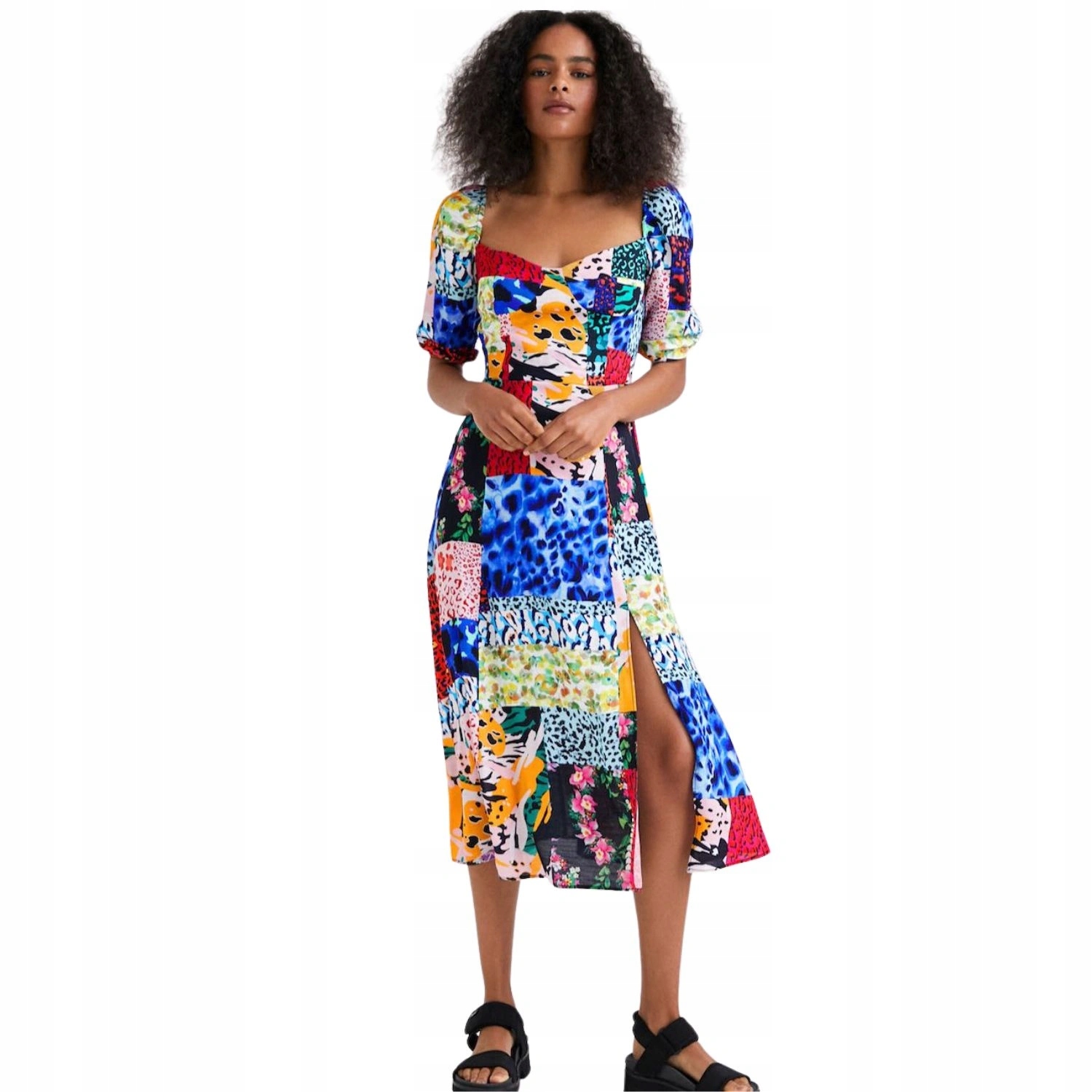 Šaty Desigual Consetina barevné midi patchwork vel. Xs