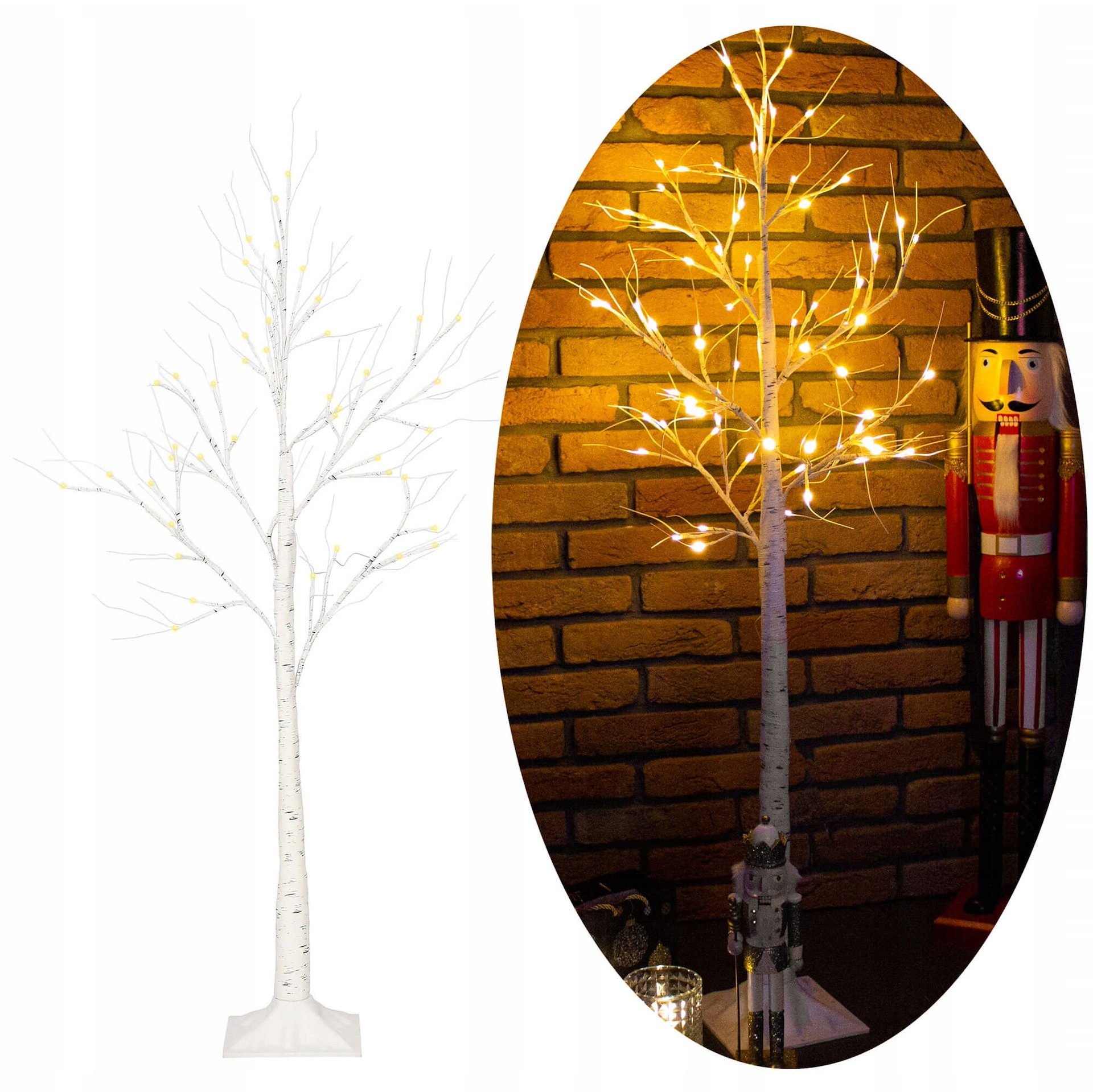 Stromček Breza Veľký XXL Led Vianočné Svetelné Svietidlá 210 cm Teplé Biele