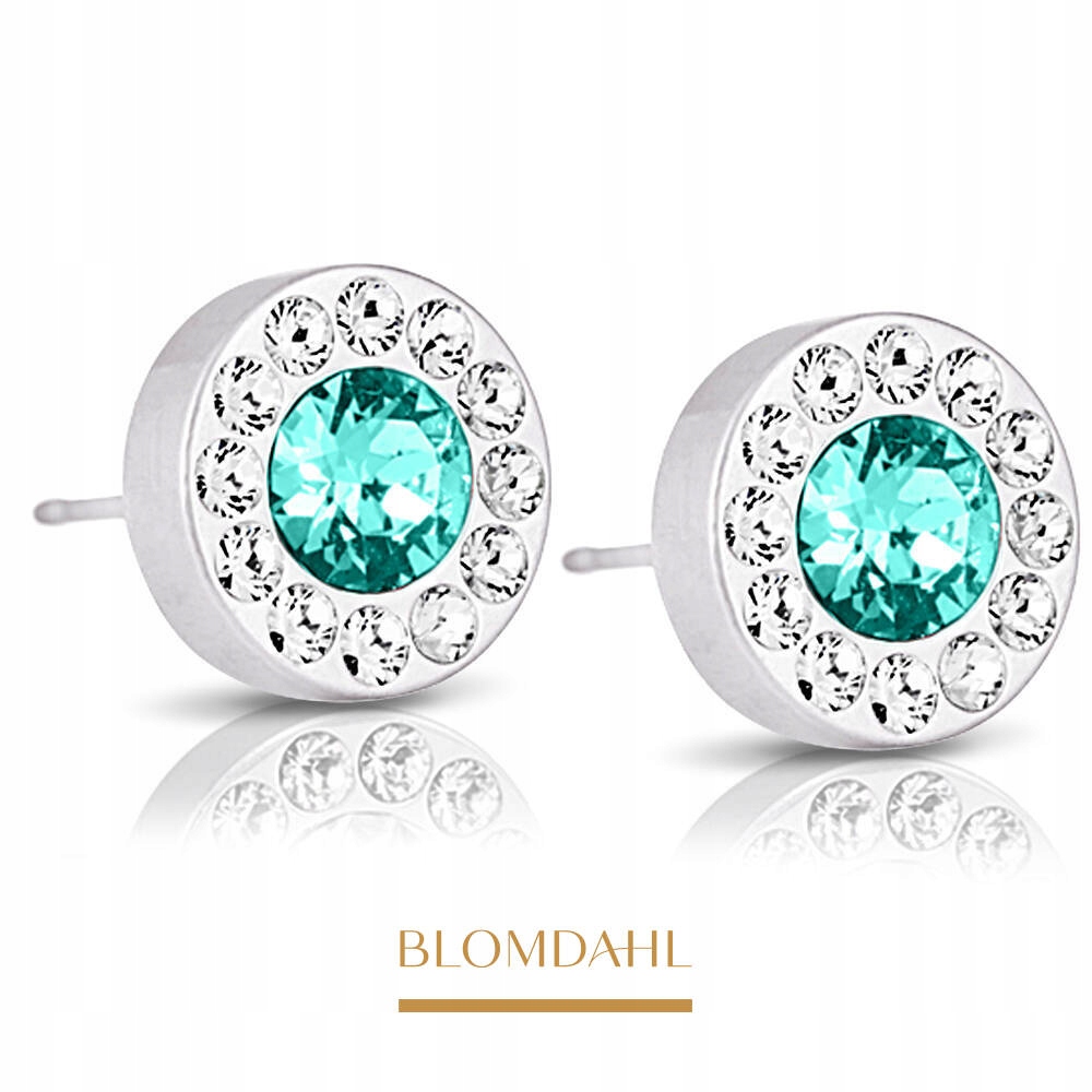 Blomdahl Náušnice Brilliance Halo Crystal Turquoise 8 mm