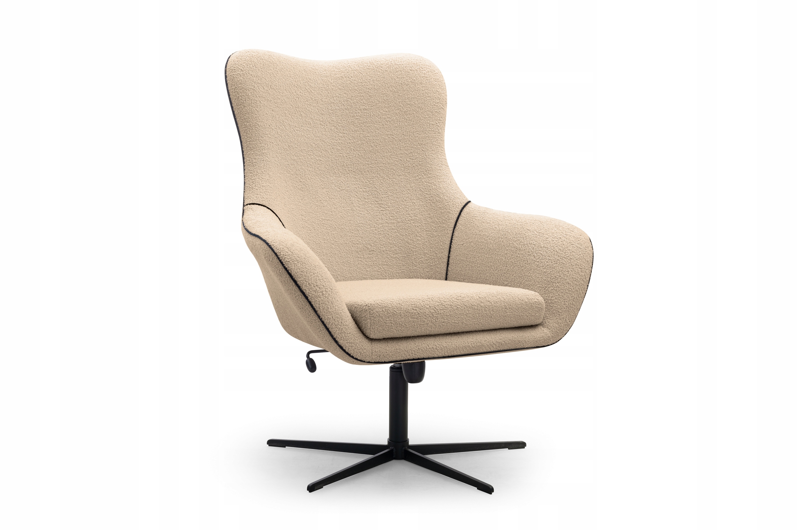 Otočné křeslo Sogno do obývacího pokoje Pohodlné Moderní Boucle Baranek Béžová