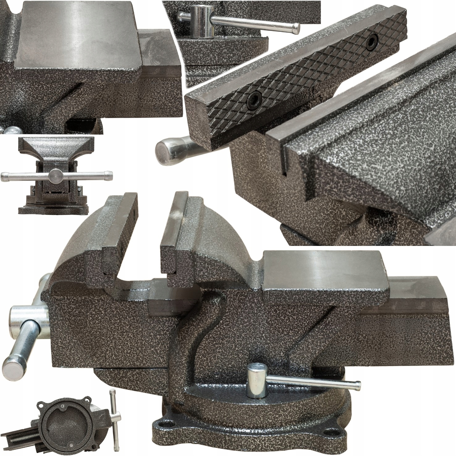 Imadło Stołowe Obrotowe Ślusarskie Żeliwne 150mm Szczęki Z Kowadłem 10kg