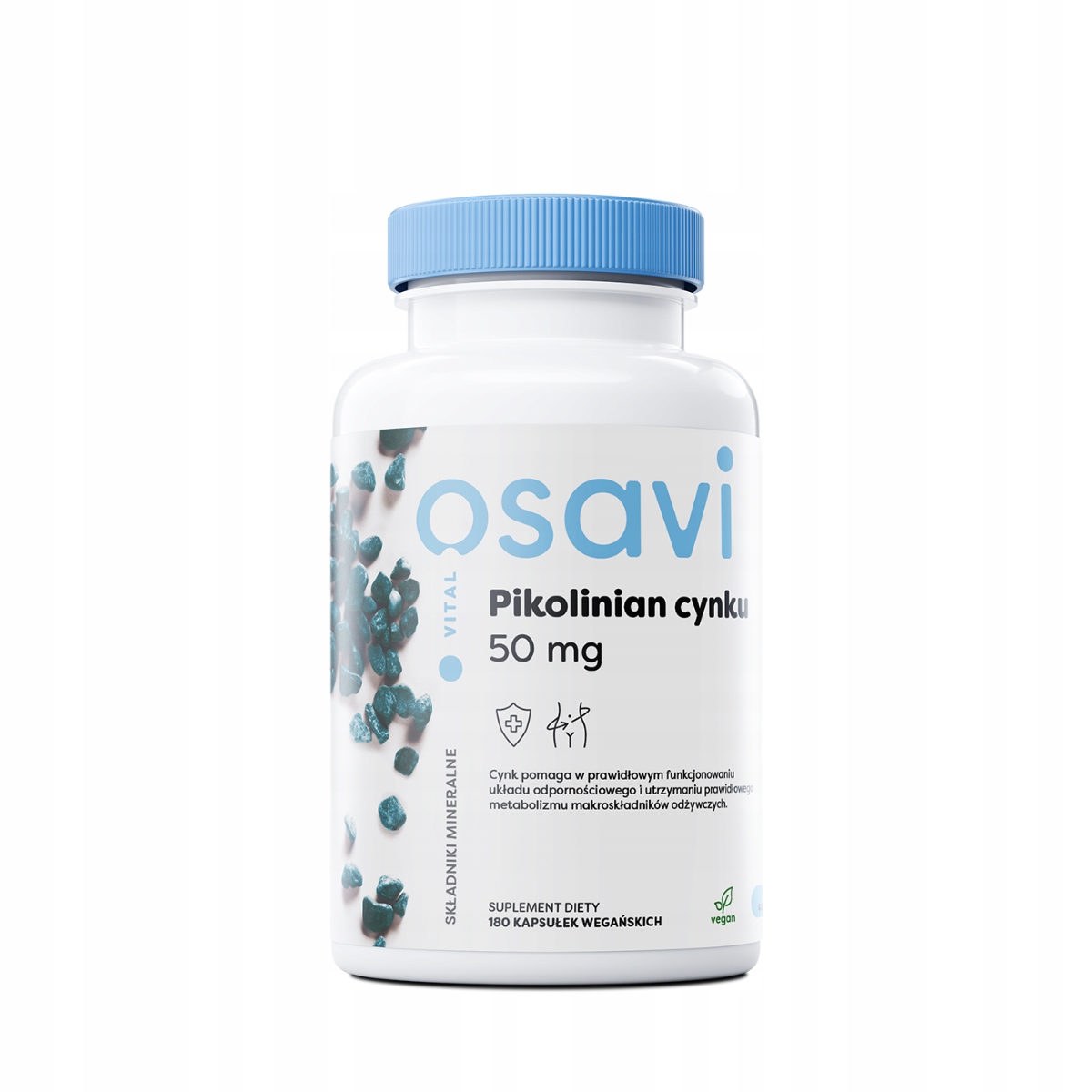 

Osavi Pikolinian cynku 50mg 180kaps Odporność Cynk
