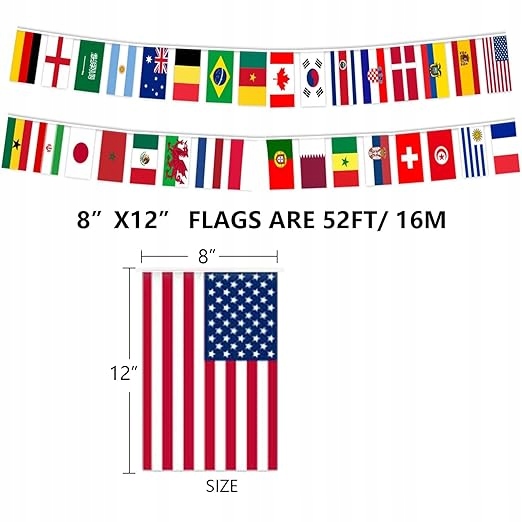 GIRLANDA Z FLAGAMI MISTRZOSTWA ŚWIATA W PIŁCE NOŻNEJ ŁAŃCUCH 32 krajów 16 m Marka inna marka
