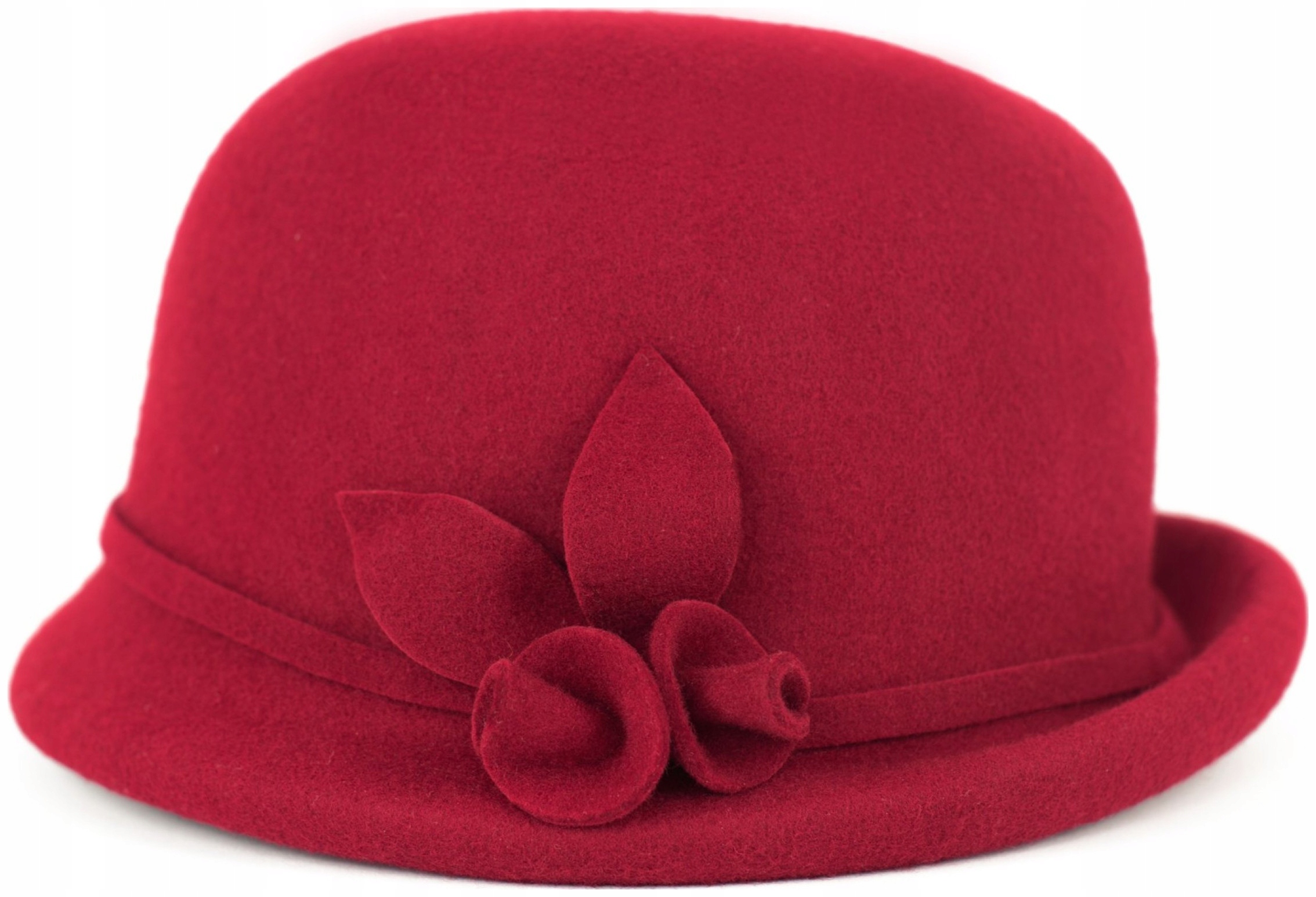 Polský plstěný dámský klobouk Wanda – klasický na podzim Bordový