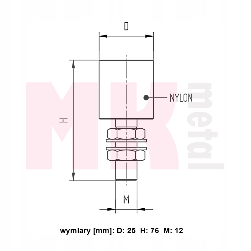 Rolka prowadząca do bramy ø 25mm tworzywo nylon MK Marka MK-Metal