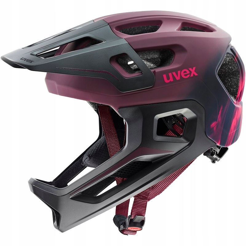 Kask Uvex React Jr FullFace Odpinana Szczęka cranberry black 52-56cm