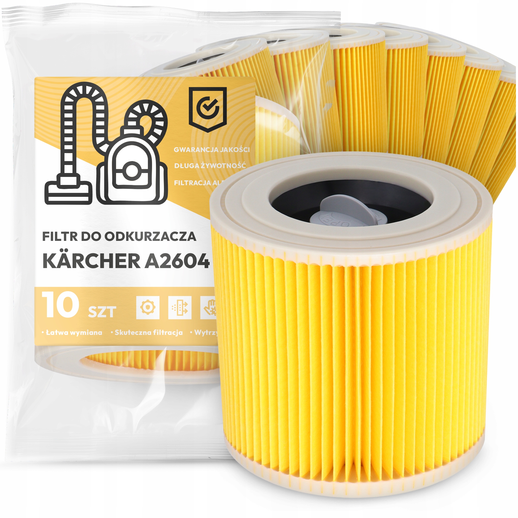 10 x Filtr Pro Vysavač Kärcher A2604 Vzduch Výkonný Náhradník Em-w