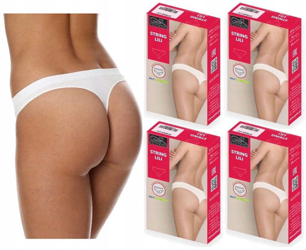 4 X GATTA BEZSZWOWE LILI DAMSKIE STRINGI BIAŁE S