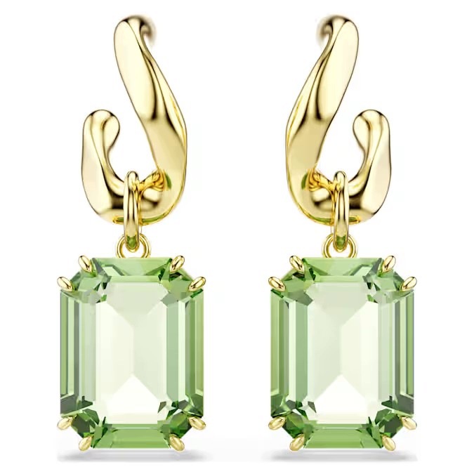 Kolczyki Swarovski Millenia Wiszące Stal pozłacana Kryształ zielony Sztyft