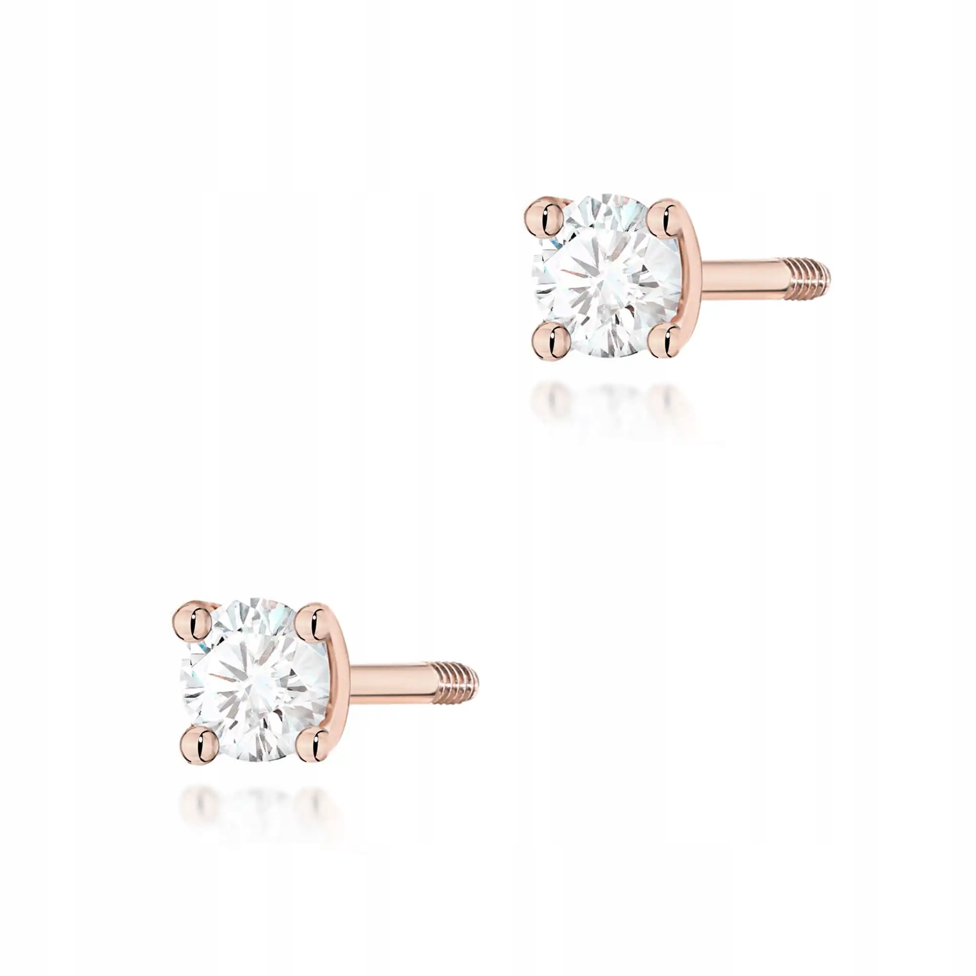 Zlaté náušnice pro ženu 585 s diamantem růžové zlato moderní módní