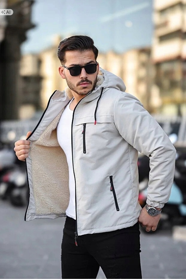 Pánská Bunda S Kapucí Měkká S Kožíškem Sportovní XXL 5IA