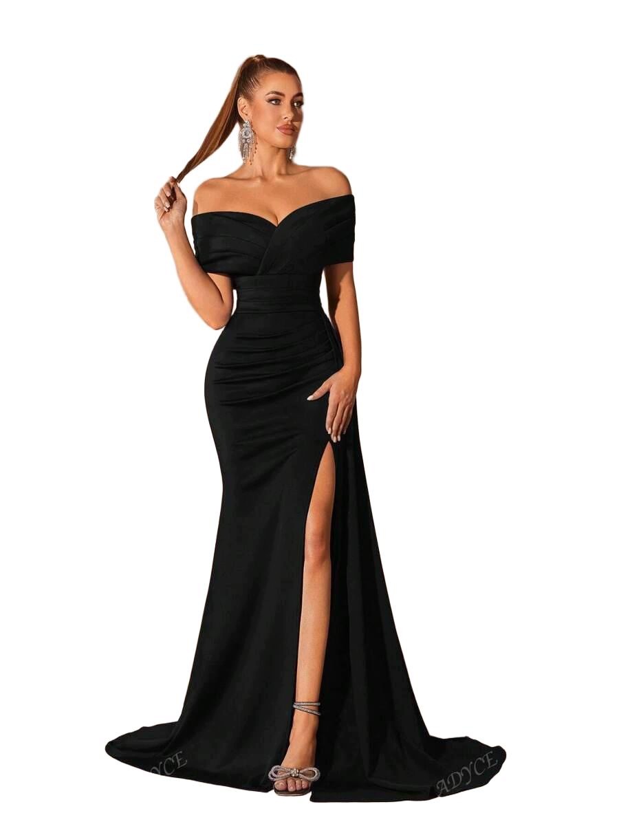 Shein Elegantní Maxi Šaty S Odhalenými Rameny S