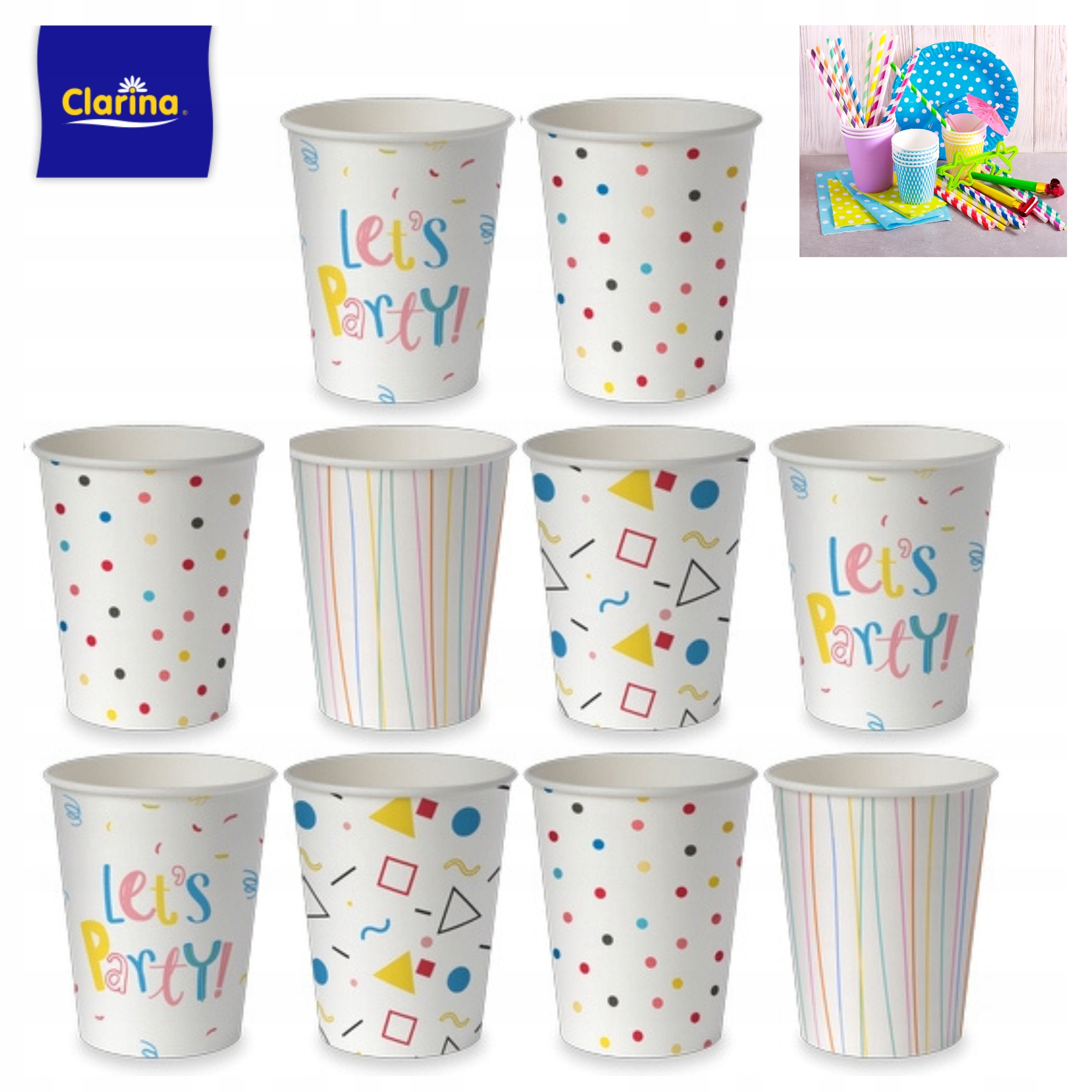 

Kubki papierowe Party MIX 250ml 50szt Kawa Herbata