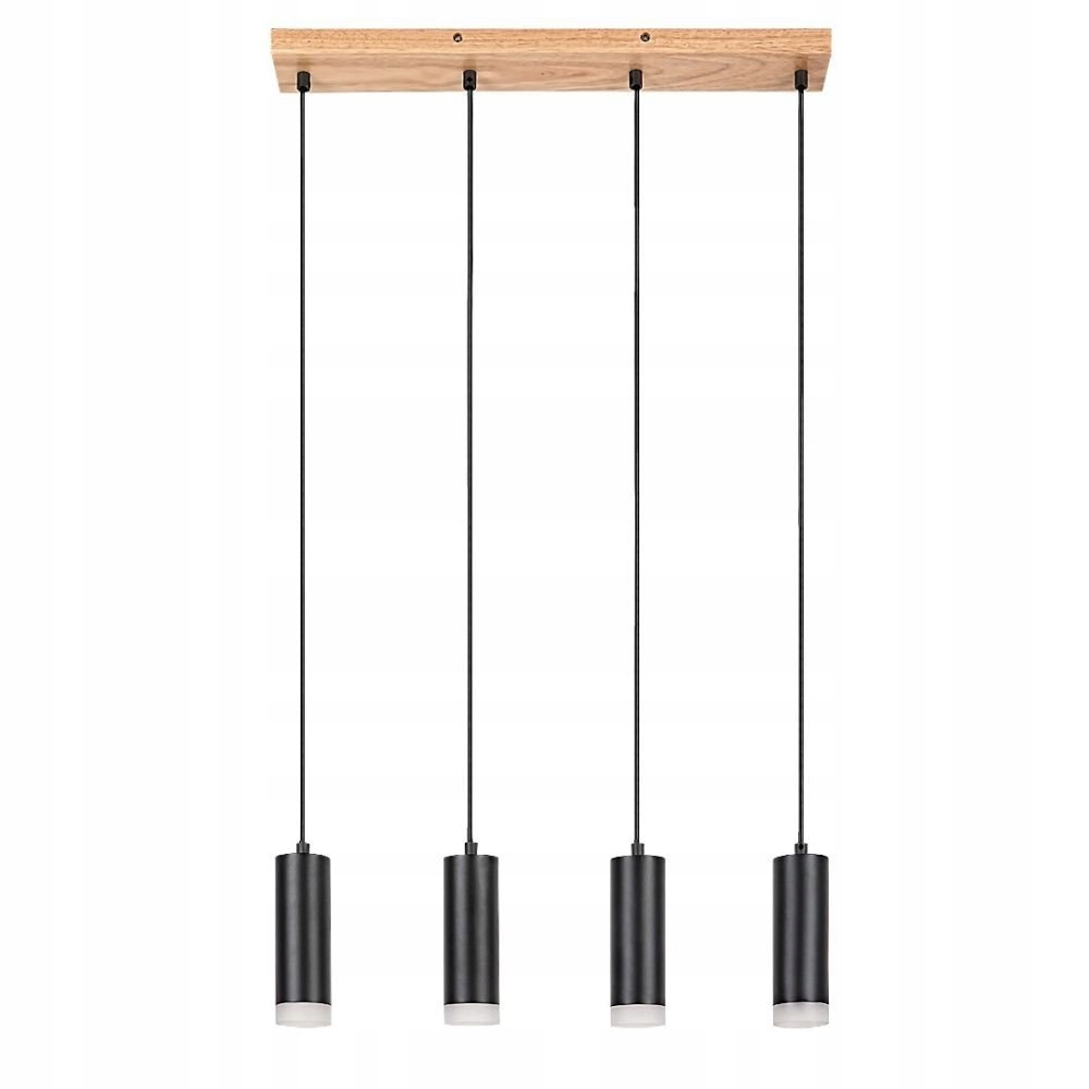 Škandinávska závesná lampa s čiernymi tubami nad stolom