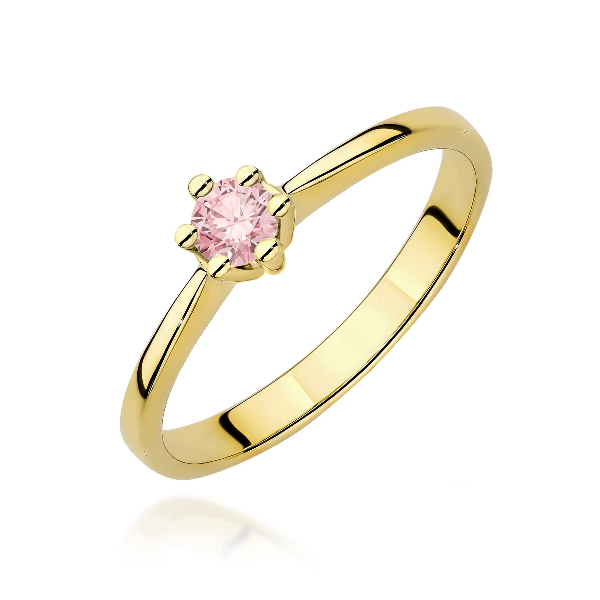Prstýnek 585 S Růžovým Diamantem Gravírování Bonus r8