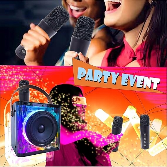 Karaoke stroj Bluetooth Led 2 mikrofony Bezdrátový reproduktor Party