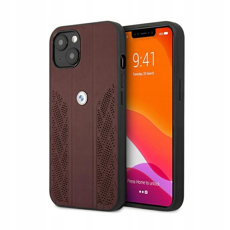 Bmw Leather Curve Perforate Hc – Pouzdro pro iPhone 13 (červené)
