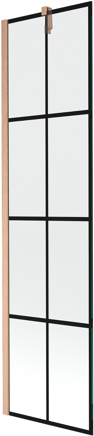 Mexen Next vana se zástěnou, 1-křídlá 50 x 150 cm, černý vzor, kartáčovaná