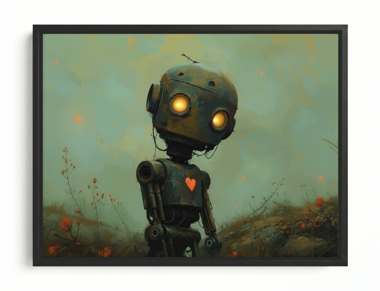 Obraz Rama American Box Robot Android Stroj Srdce Láska Pocit 80x60