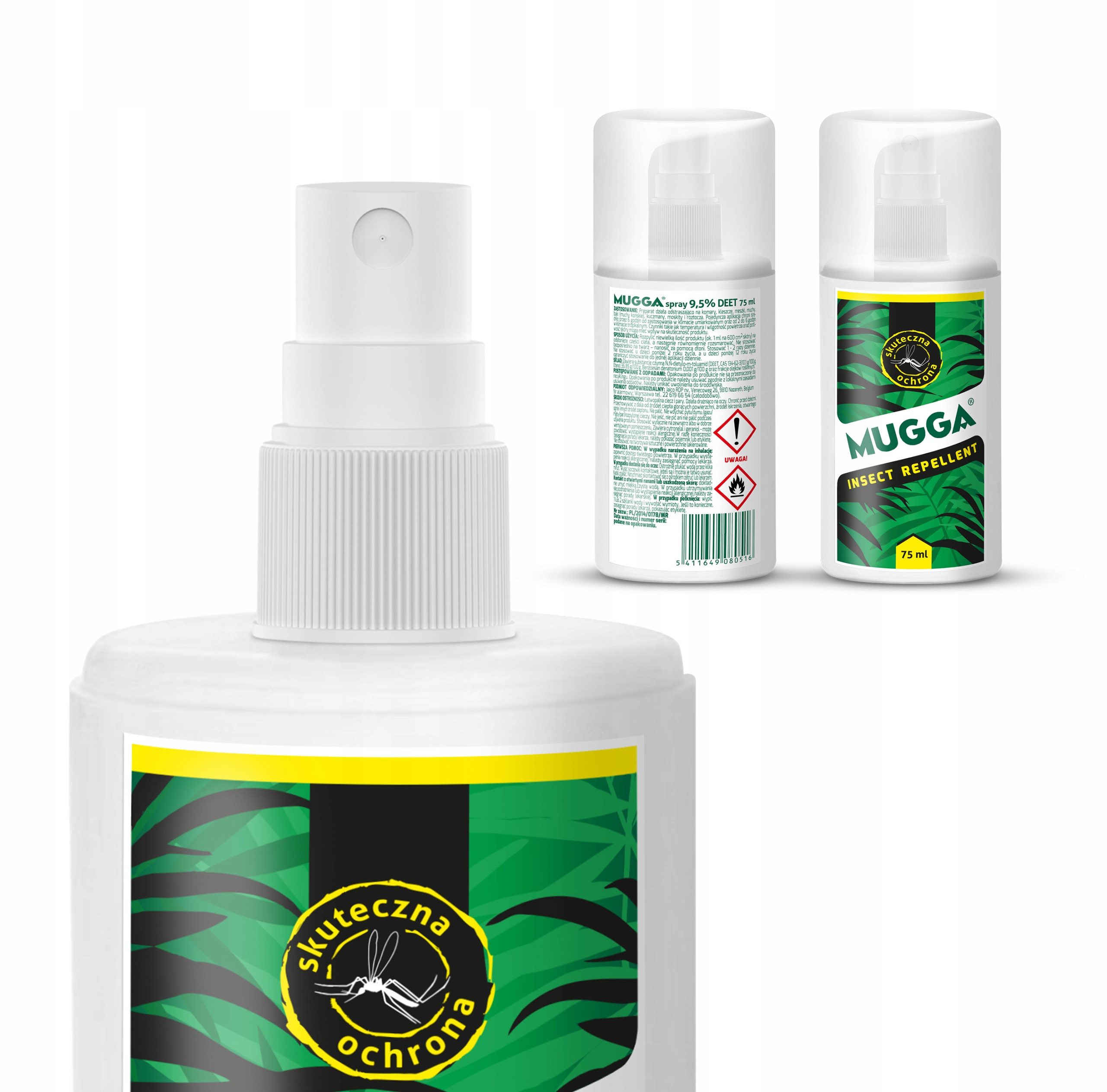 SPRAY ŚRODEK OPRYSK PREPARAT NA KOMARY PRZECIW KLESZCZOM 9,5% DEET MUGGA Waga produktu z opakowaniem jednostkowym 0.1 kg