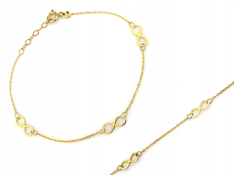 Zlatý náramek 585 se třemi 14kt nekonečny r18 Infinity 0.89g