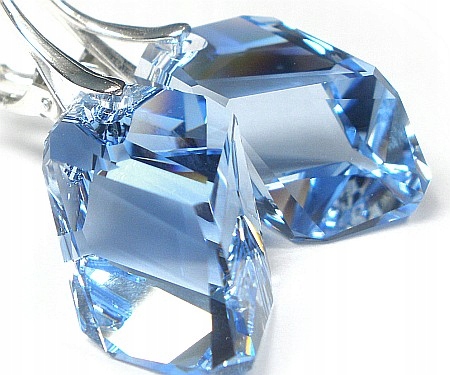Náušnice Krystaly Sapphire Certifikát Stříbro