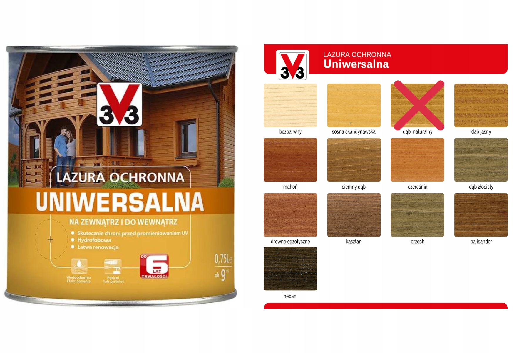 

V33 Lazura Ochronna Uniwersalna 0,75L