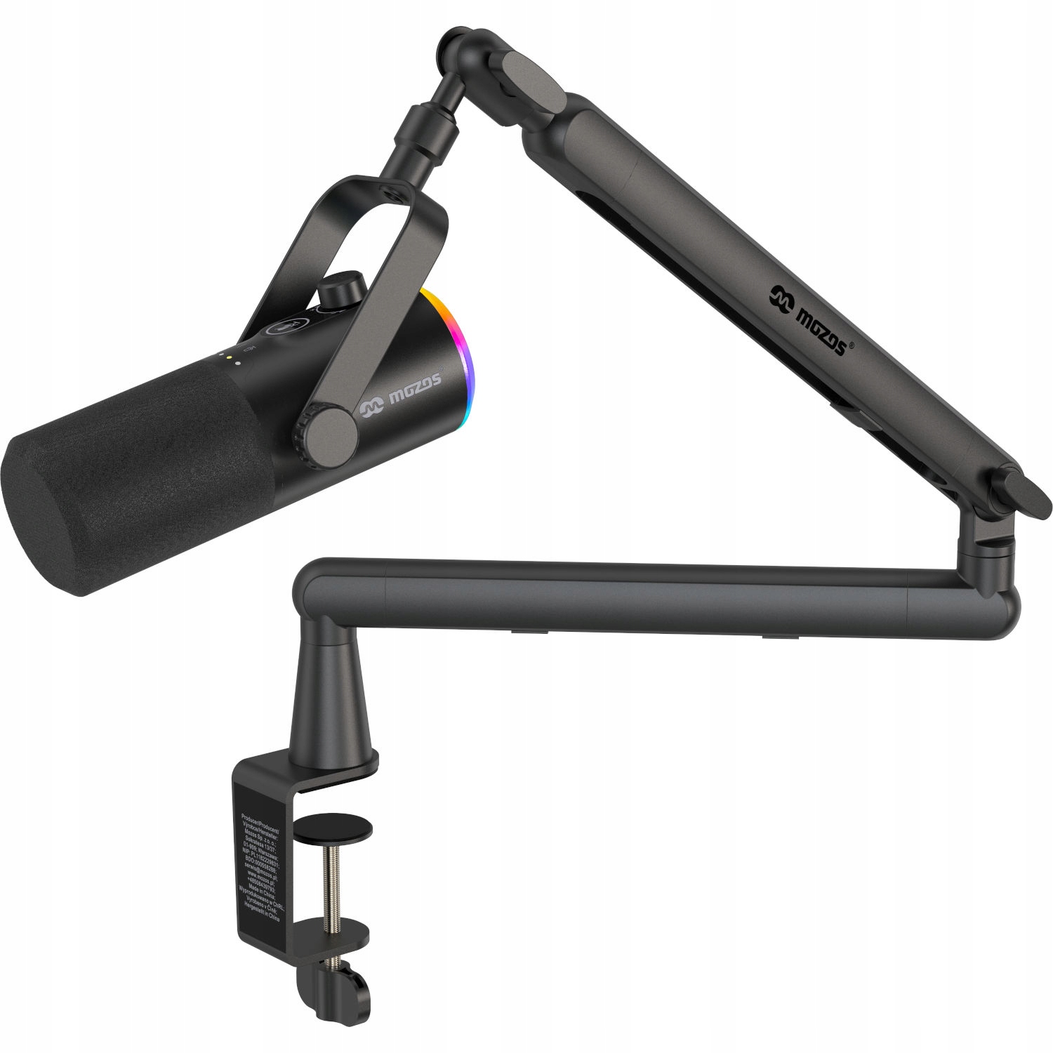 Mozos TAM8 v2 Mikrofon Dynamiczny Podcastowy Studyjny Usb Xlr Rgb Led