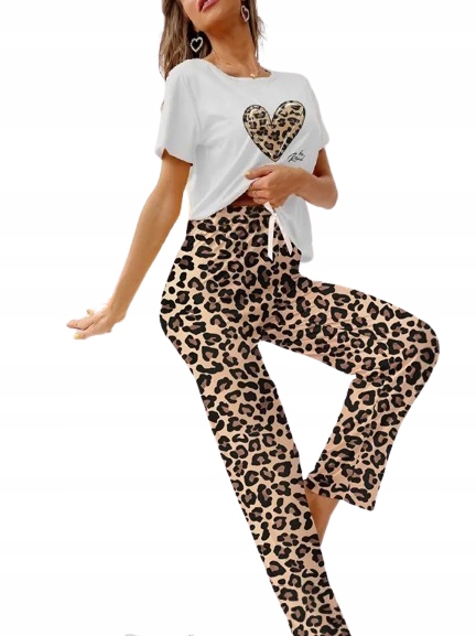 Pyžamo Panterka Dlouhé Kalhoty S Puntíky Bílé Tričko Srdce Z Panterky L