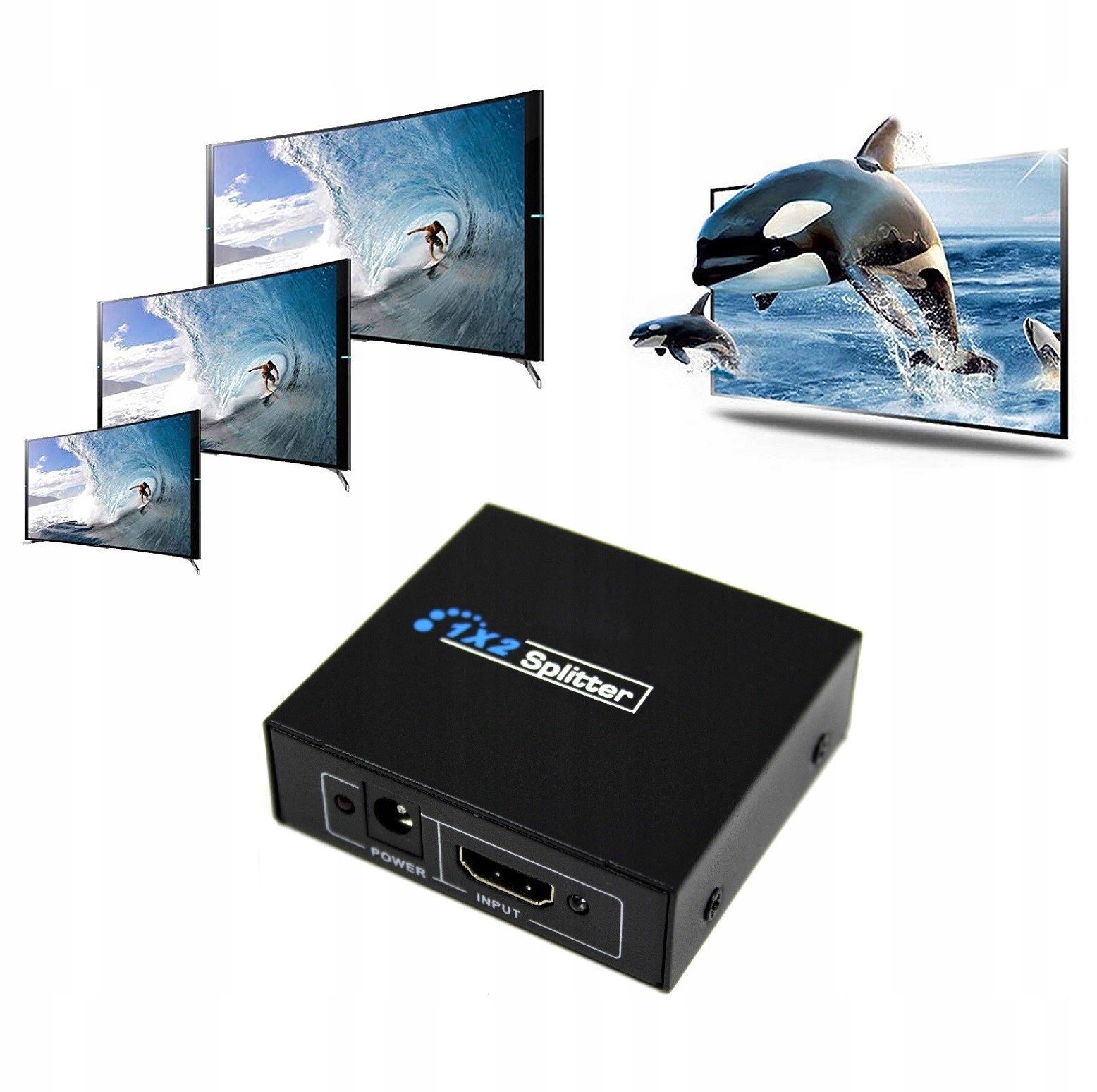 SPLITER ROZDZIELACZ WZMACNIACZ HDMI SPLITTER 1X2 SYGNAŁU AKTYWNY HUB 4K/60 Informacje o bezpieczeństwie CE