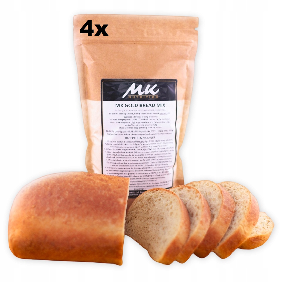 4x600g Směs Mk Gold Bread MIX Keto chléb palačinky vafle pizza těsto