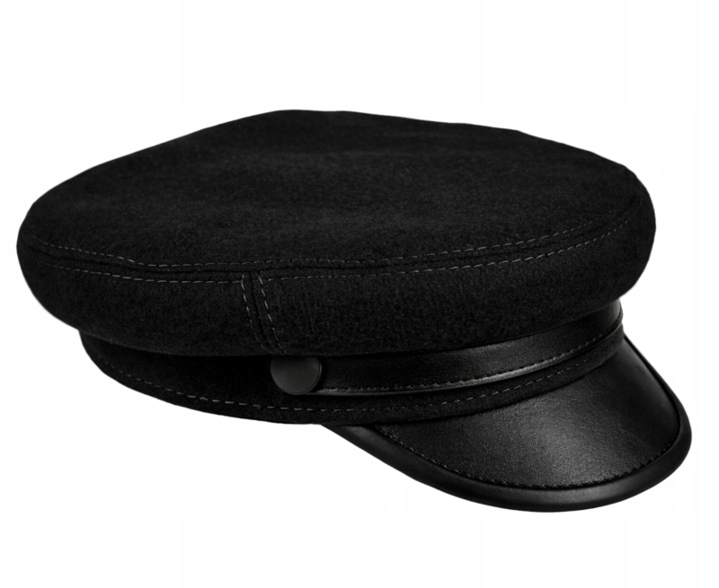 Vlněná čepice s černým koženým kšiltem Witleather Skoczów