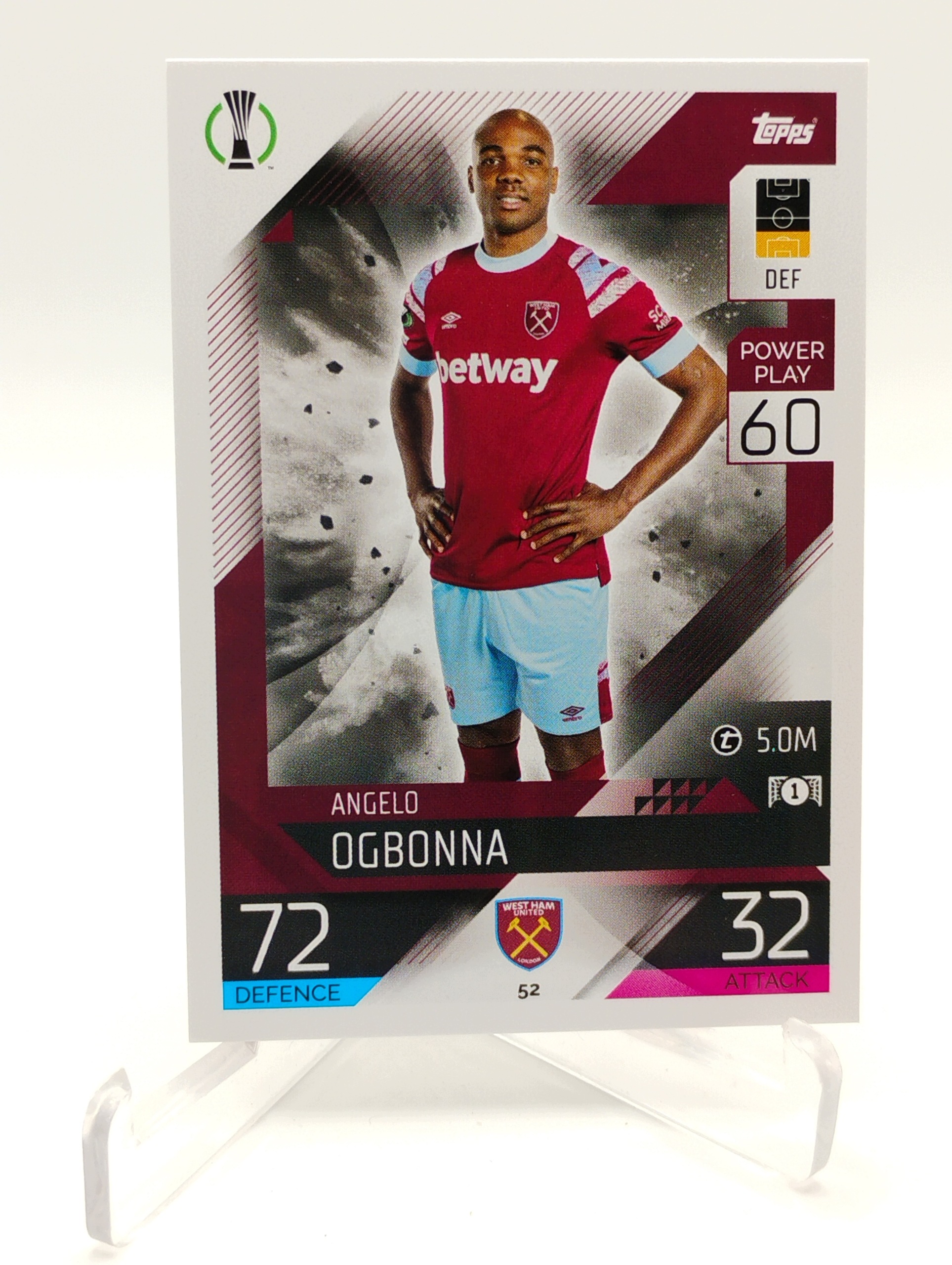 Topps Match Attax 2022-2023 Base Card 52 Angelo Ogbonna West Ham