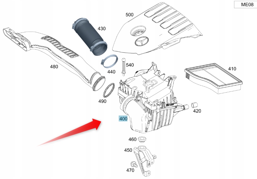 Kryt Vzduchového Filtru Mercedes A282090500064