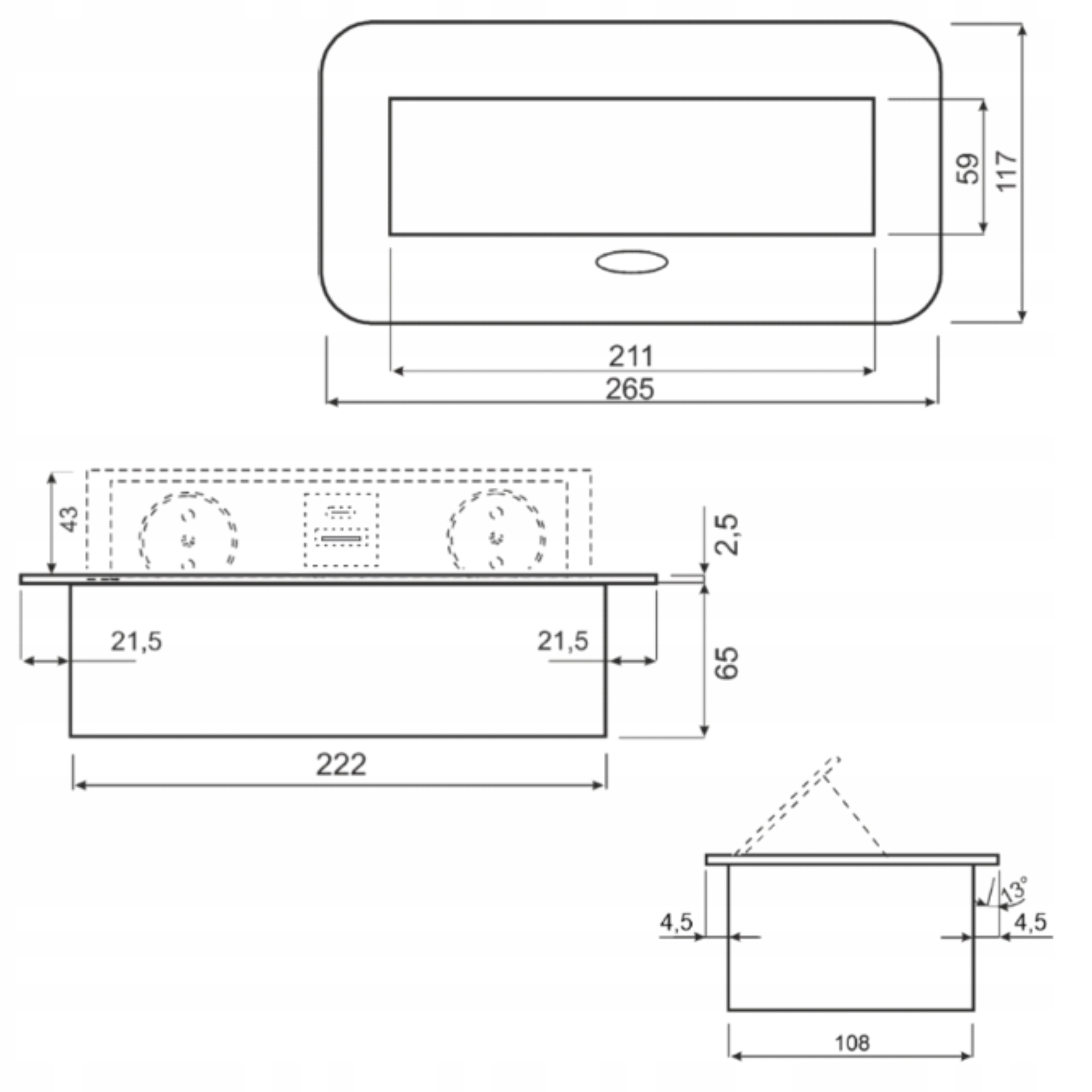 Gniazdo wpuszczane chowane w blat nablatowe USB USB-C STALOWE Przeznaczenie Elektryczne USB