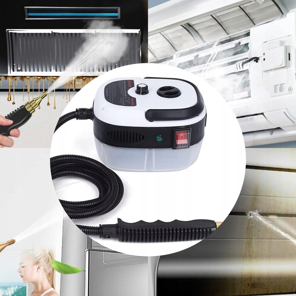 POTĘŻNY RĘCZNY MYJKA PAROWA CZYŚCIK 2500W 1000ML + 3 GŁOWICE SZCZOTEK Kolor dominujący biały