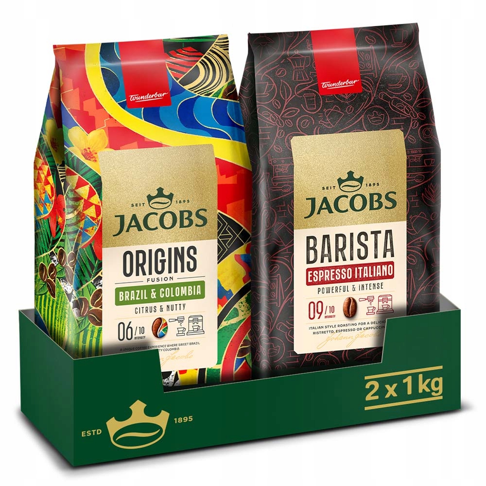 Kawa ziarnista Jacobs Origins Fusion Brazil, Barista Espresso Ital. 2x 1kg