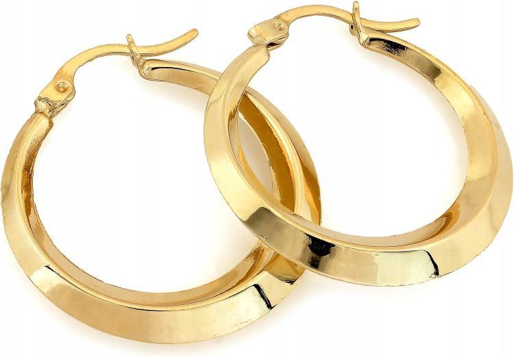 Náušnice zlaté 585 kruhy rozšířené nafukovací 29 mm anglické jako dárek