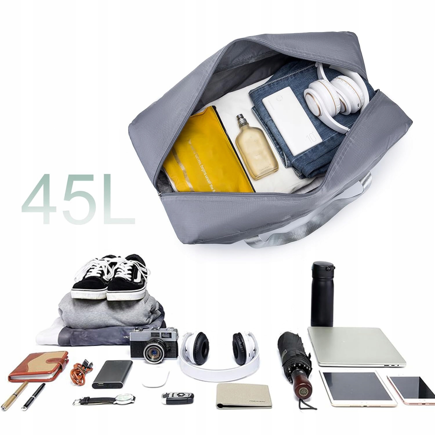 SKŁADANA TORBA PODRÓŻNA DO SAMOLOTU 55X40X20 BAGAŻ PODRĘCZNY RYANAIR SZARA Kod producenta TORBA PODRÓŻNA