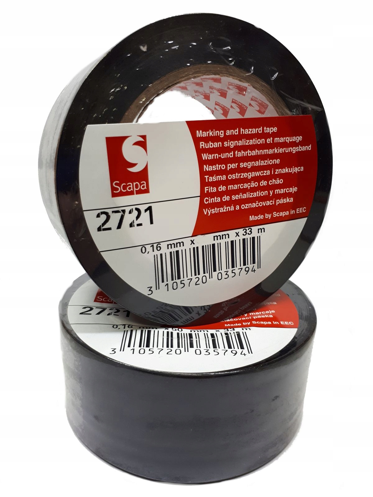 TAŚMA OSTRZEGAWCZA CZARNA SCAPA 2721 100 MM x 33 M oznaczeniowa do linii
