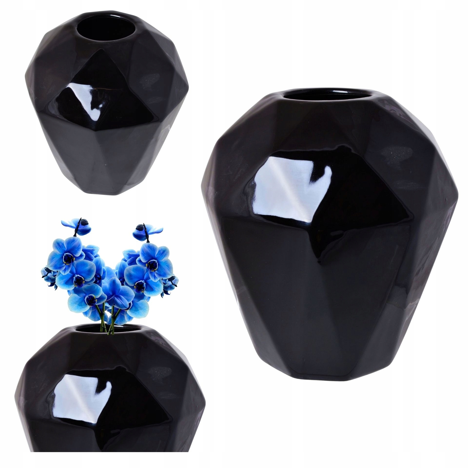 

Czarny wazon ceramiczny geometryczny Nowoczesny 16