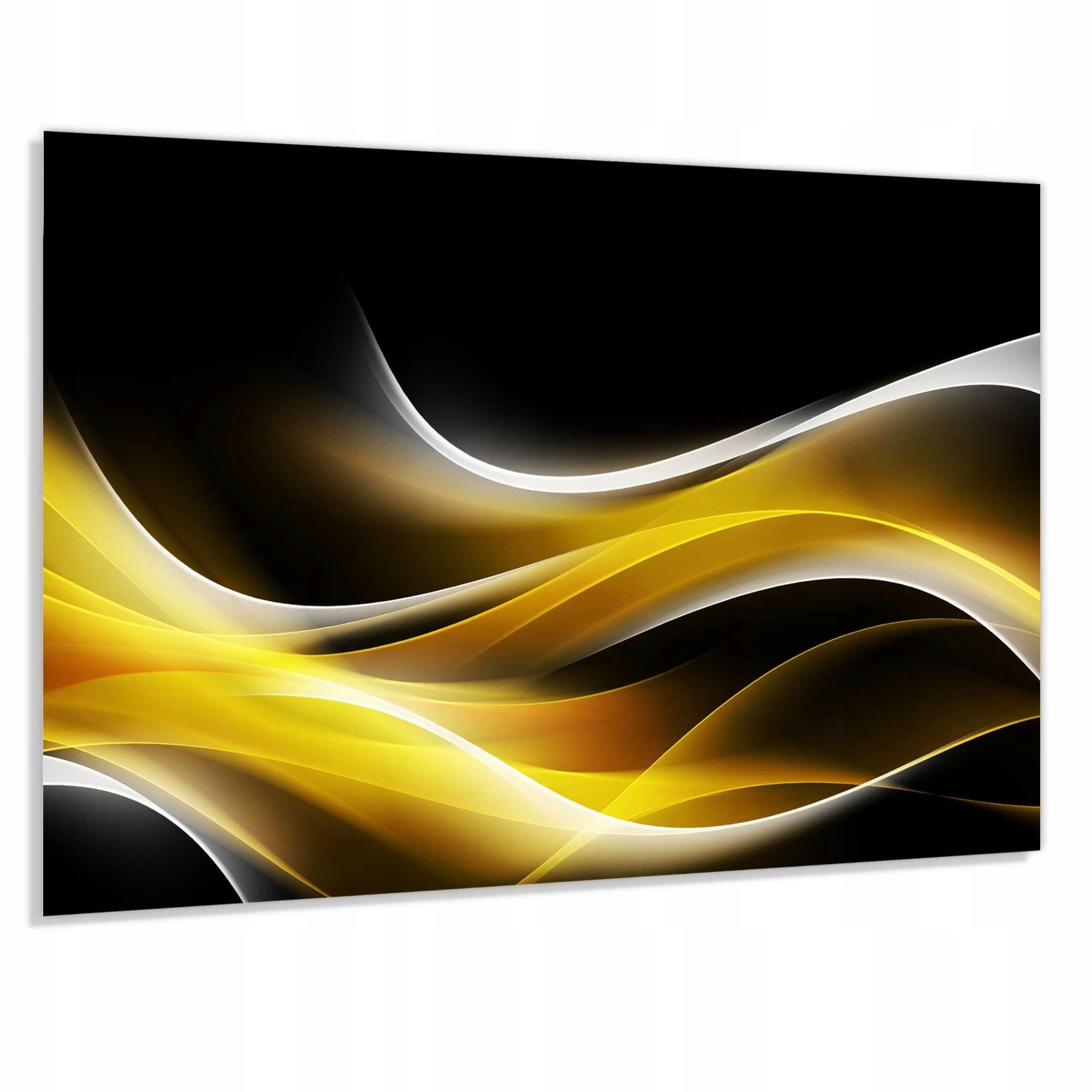 Panel szklany hartowany 90x70 Zółta fala + KLEJ