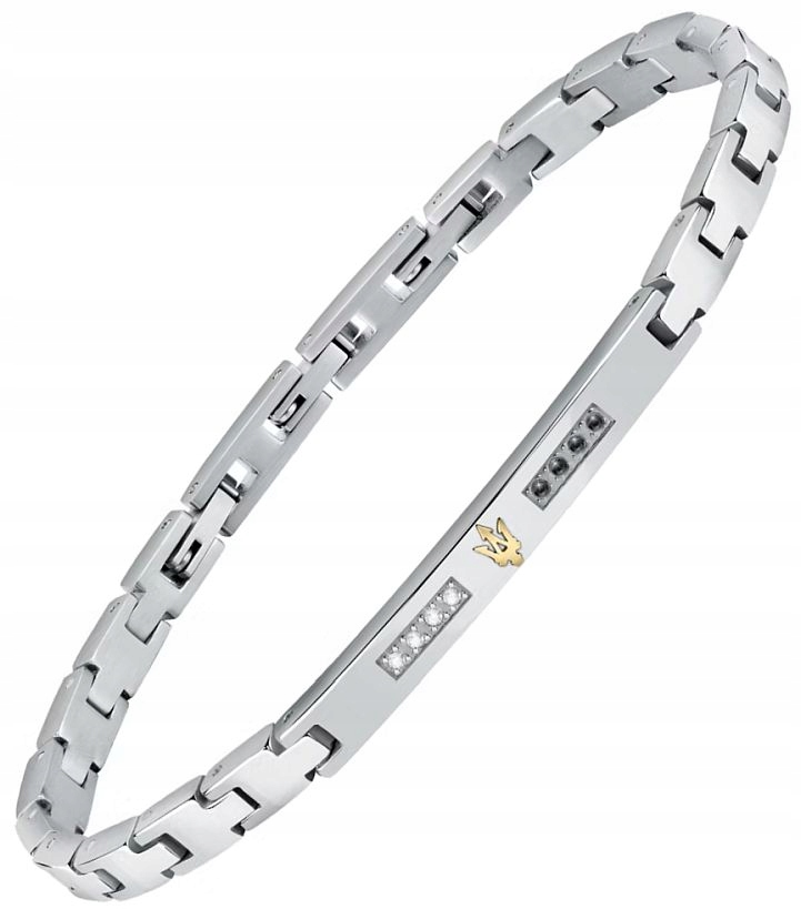 Originální Pánský Náramek Maserati JM521ATY12 S Diamanty, Stříbrný Box