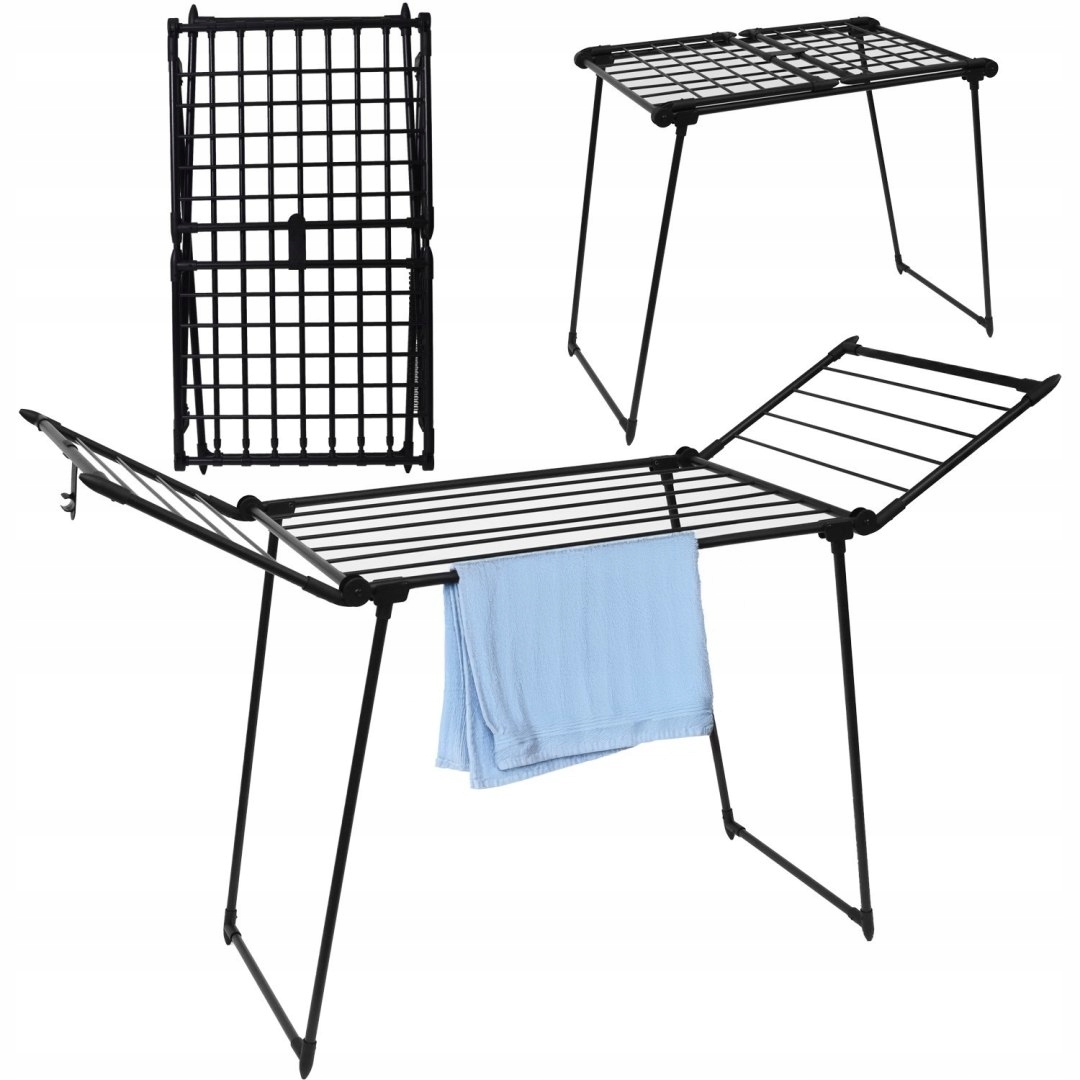 Levně Stojící sušák na prádlo, skládací prádlo, balkonový, silný, černý