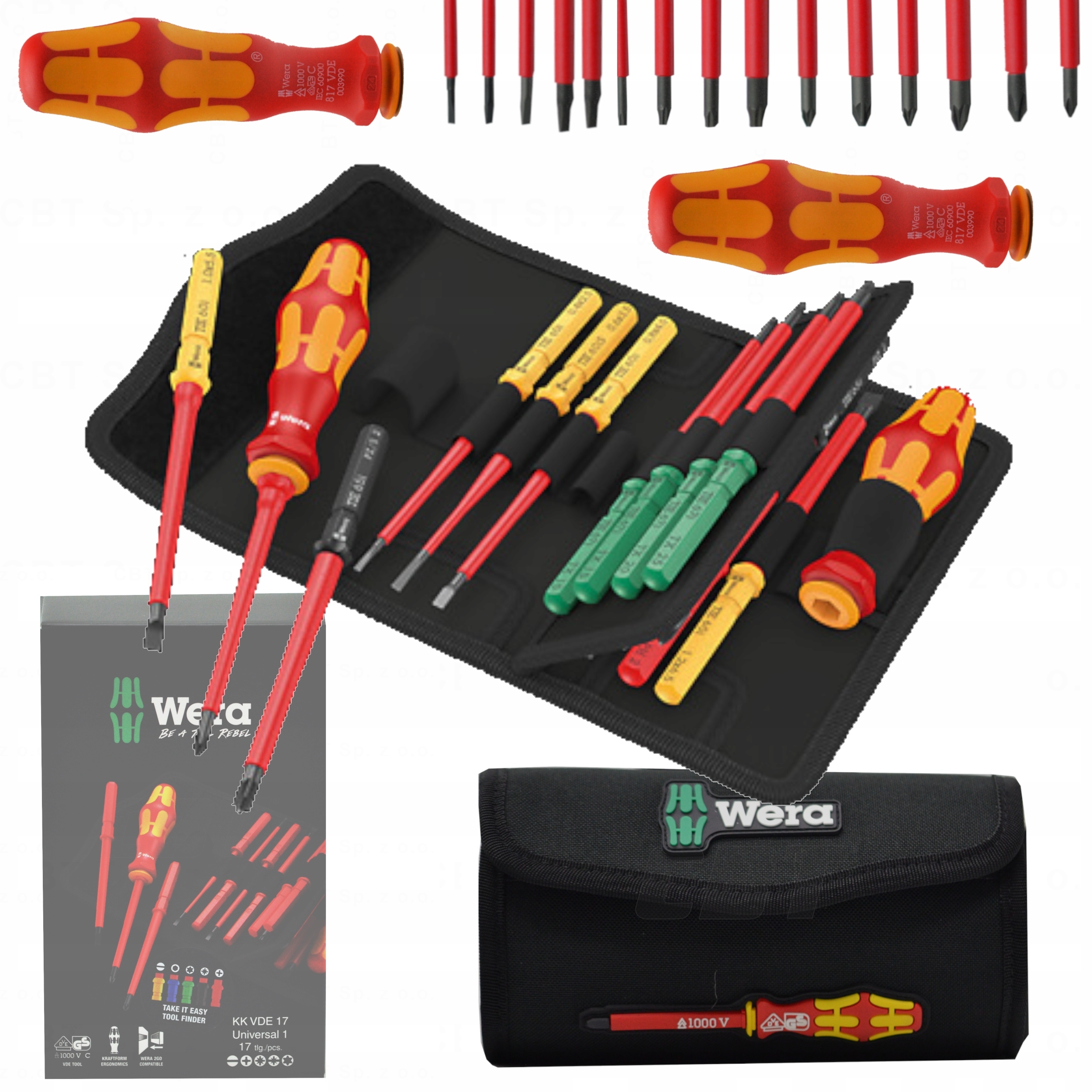 Zestaw Wkrętaków Izolowanych 2 Rękojeści Z Wymiennymi Końcówkami 17 Szt Vde