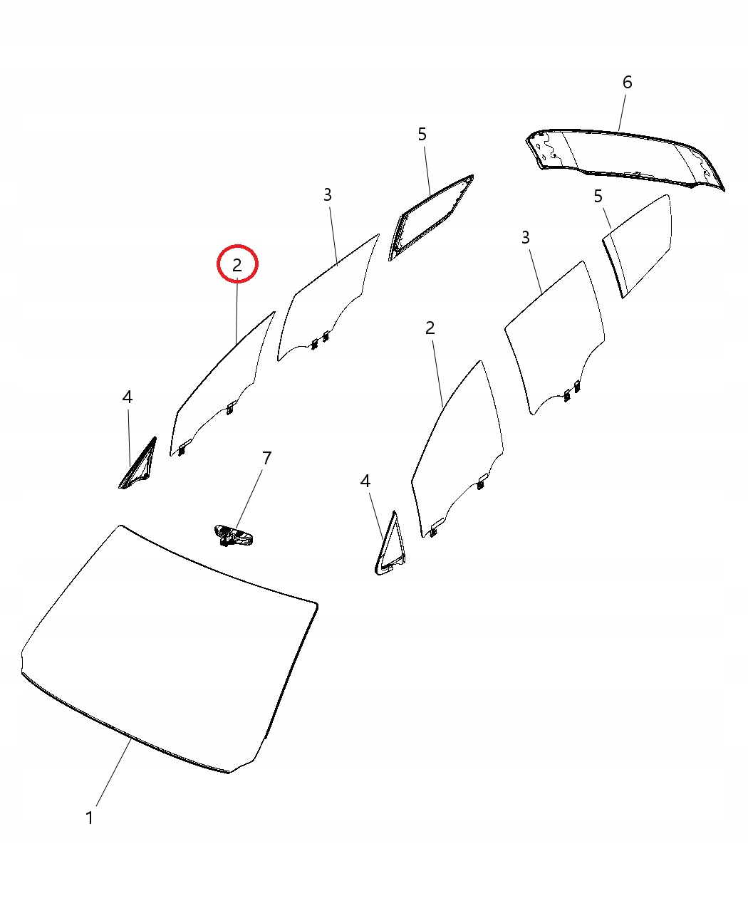 CHRYSLER PACIFICA 2017 - 2020 SZYBA DRZWI PRZÓD PR