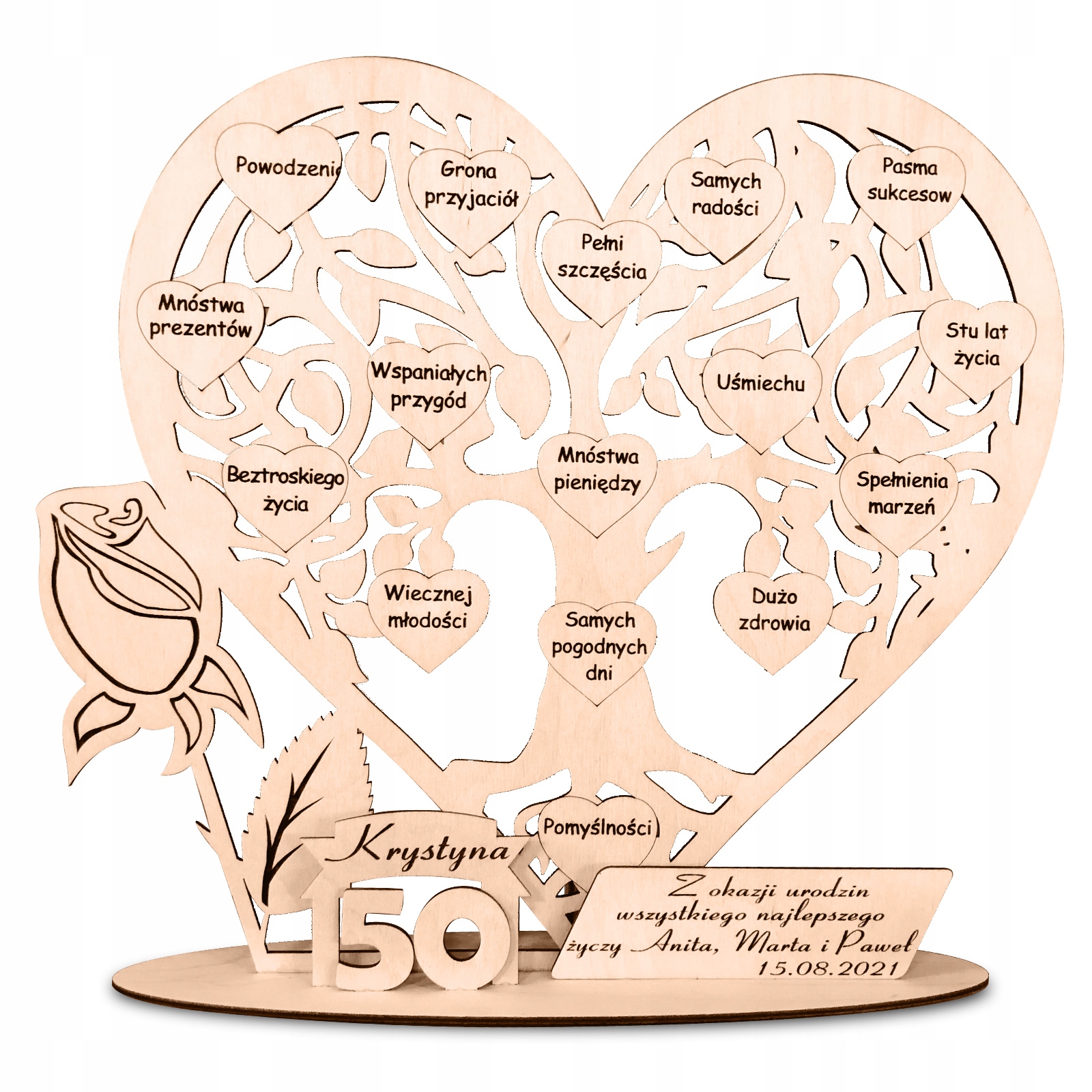 30 40 50 60 70 80. narozeniny stromek-srdce gravírování