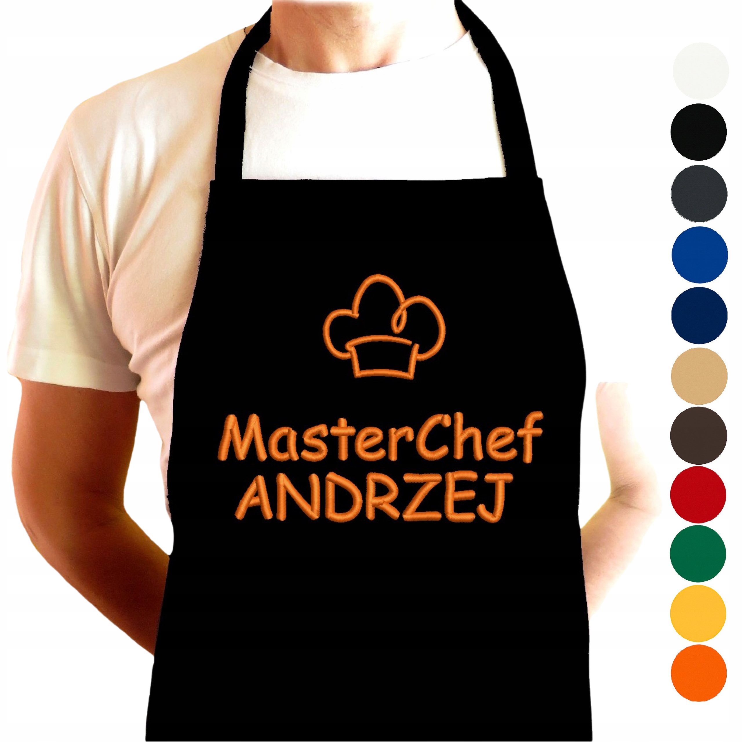 Dárek pro muže zástěra MasterChef pánská kuchyňská černá s jménem