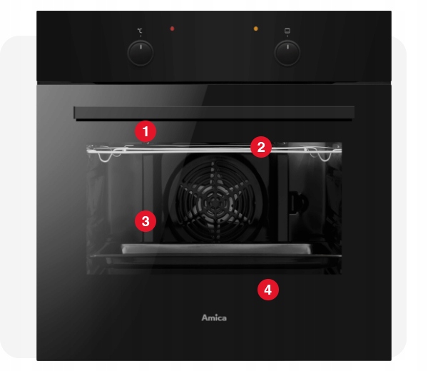 Piekarnik elektryczny Amica ES06117B Sterowanie pokrętła